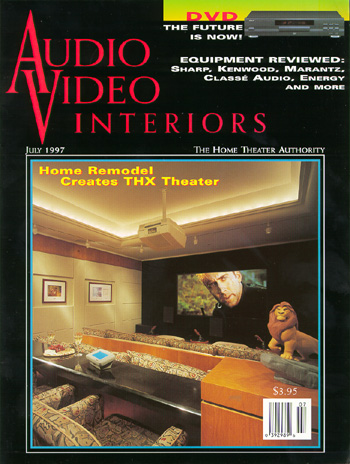 Electronic Home Lion King Theater featured on the July 1997 cover of AVI Magazine.